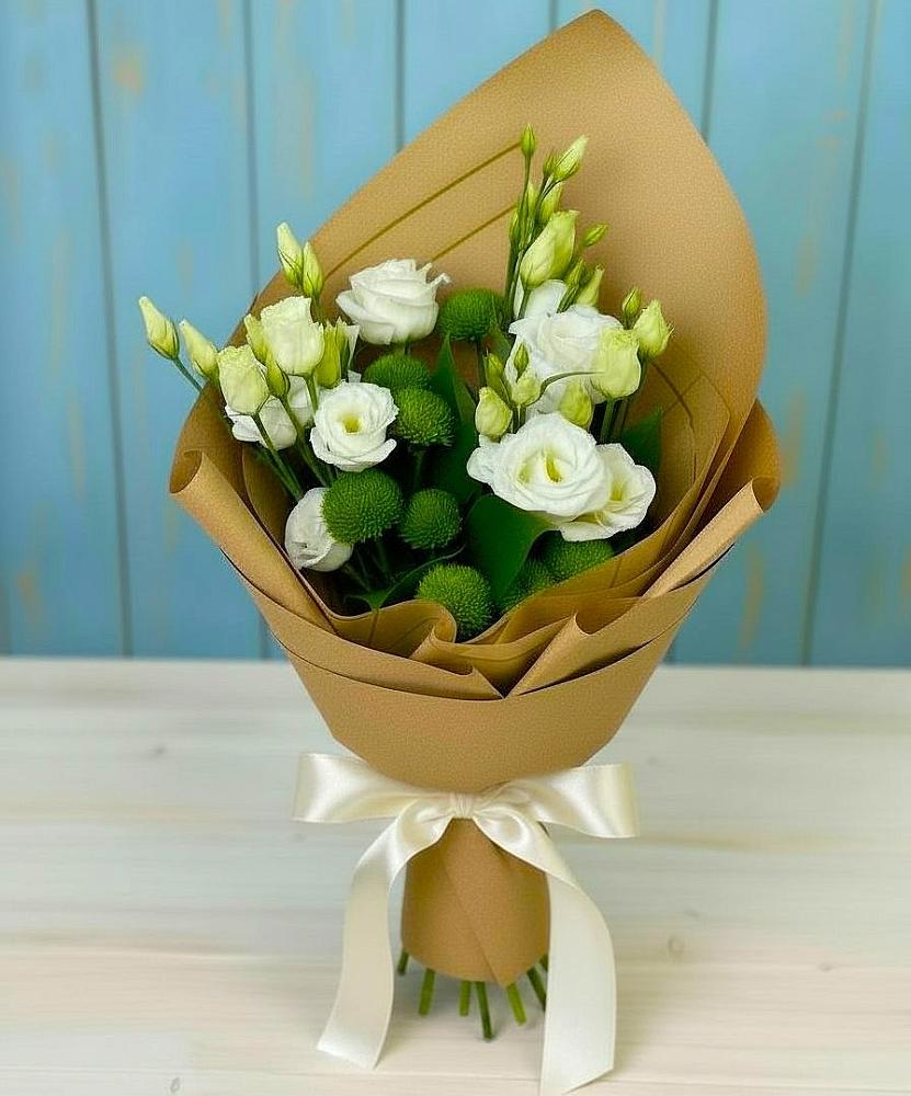 Букет цветов из: Хризантемы и Лизиантусы в Евпатории